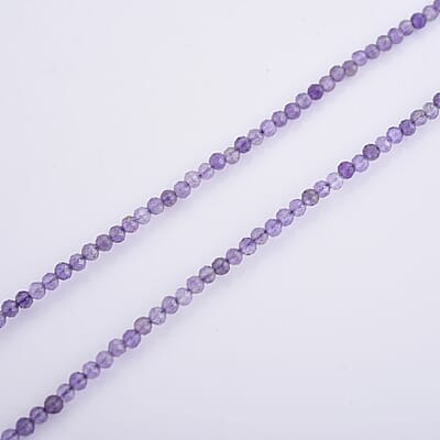African Amethyst 10.00 ctw Beaded Necklace in Silvertone (15.75-17.75Inches)