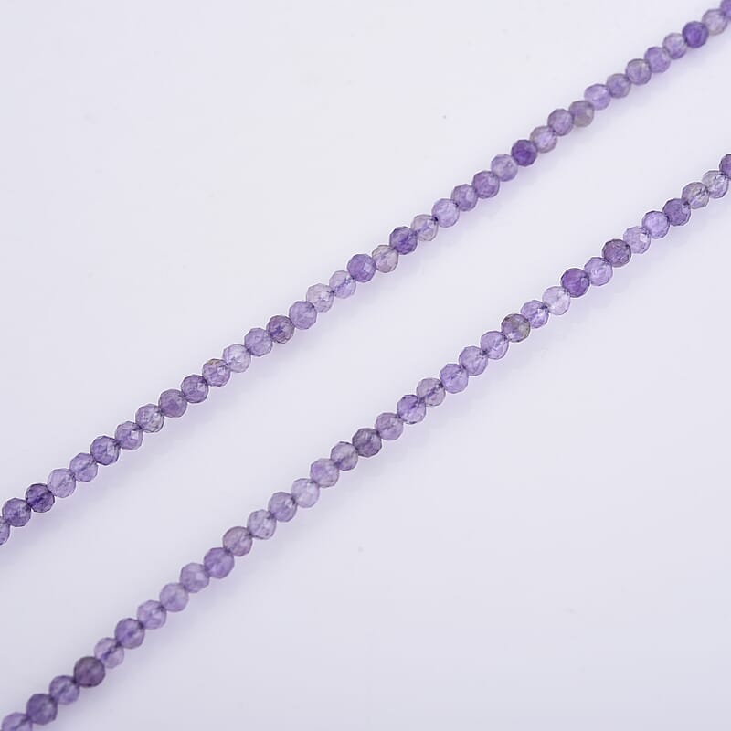 African Amethyst 10.00 ctw Beaded Necklace in Silvertone (15.75-17.75Inches)