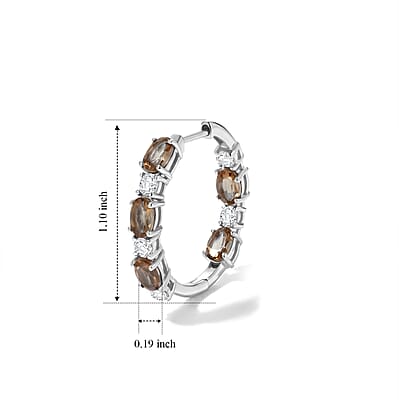 EverTrue Autumn Alexite and Moissanite 5.00 ctw Fireline Hoop Earrings in Platinum Bond