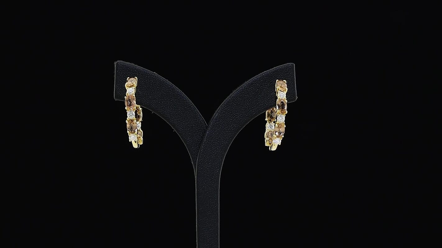 EverTrue Autumn Alexite, Moissanite Hoop Earrings in Platinum Bond 5.00 ctw