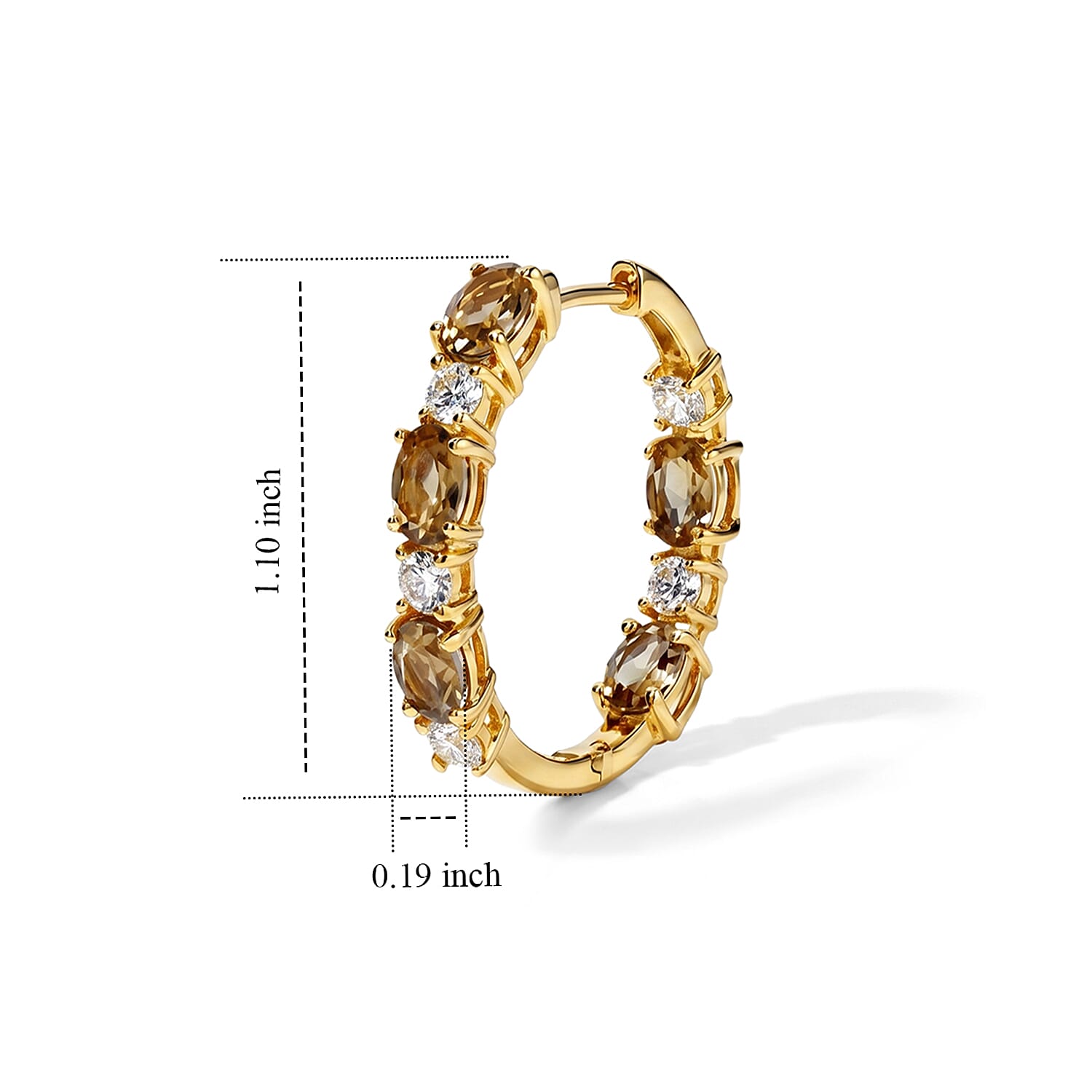 EverTrue Autumn Alexite and Moissanite 5.00 ctw Fireline Hoop Earrings in 18K YG Plated