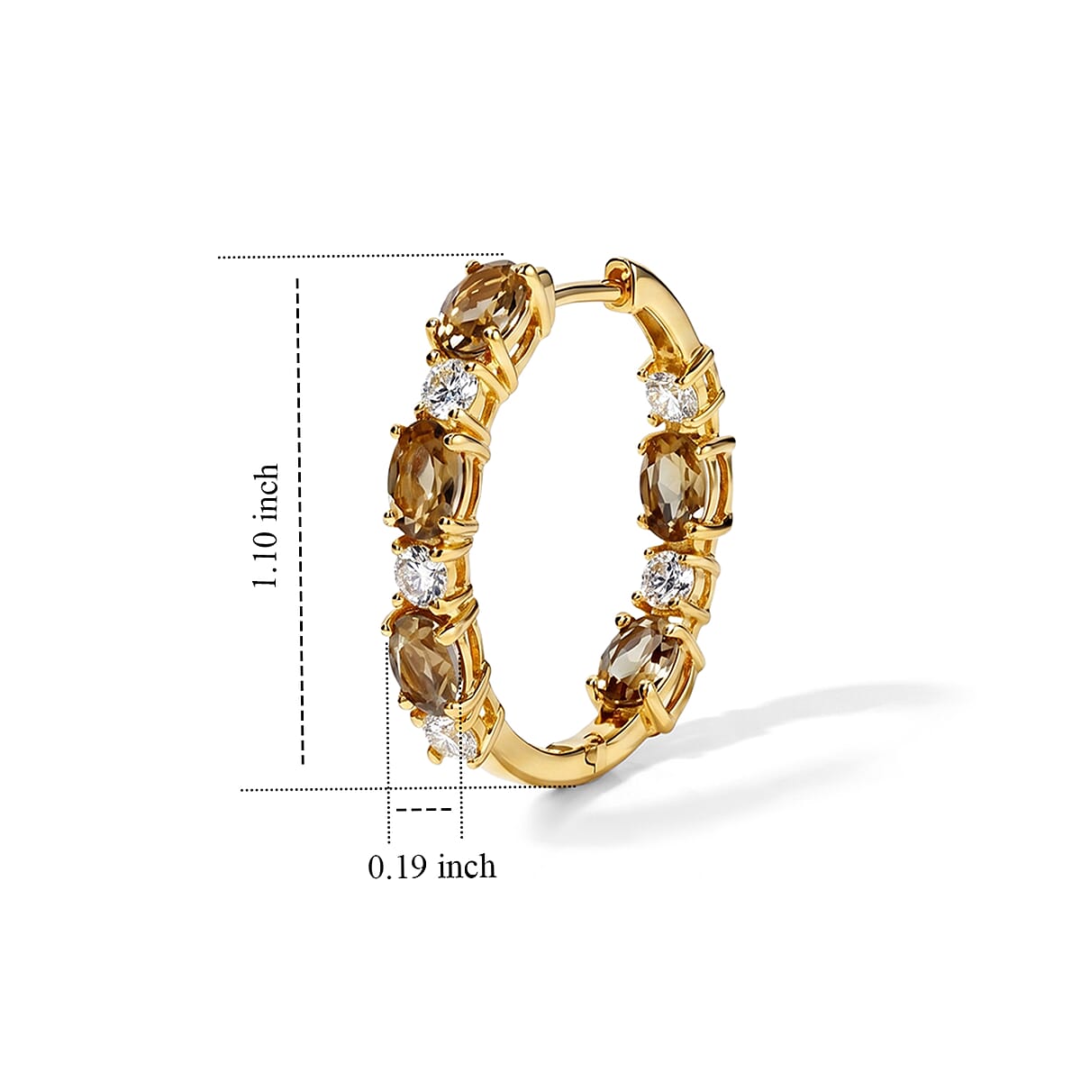 EverTrue Autumn Alexite and Moissanite 5.00 ctw Fireline Hoop Earrings in 18K YG Plated (Ships in 5-7 Days) image number 2