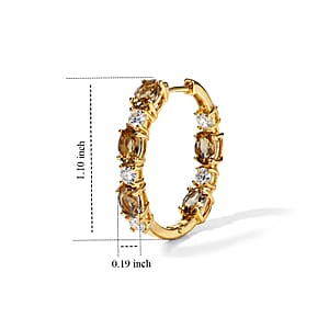 EverTrue Autumn Alexite and Moissanite 5.00 ctw Fireline Hoop Earrings in 18K YG Plated (Ships in 5-7 Days)