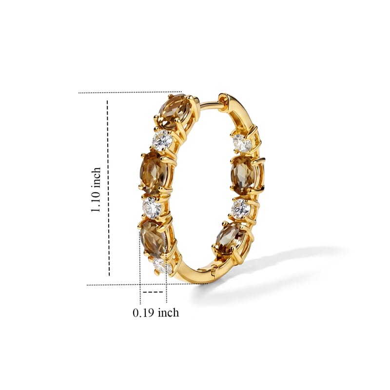 EverTrue Autumn Alexite and Moissanite 5.00 ctw Fireline Hoop Earrings in 18K YG Plated
