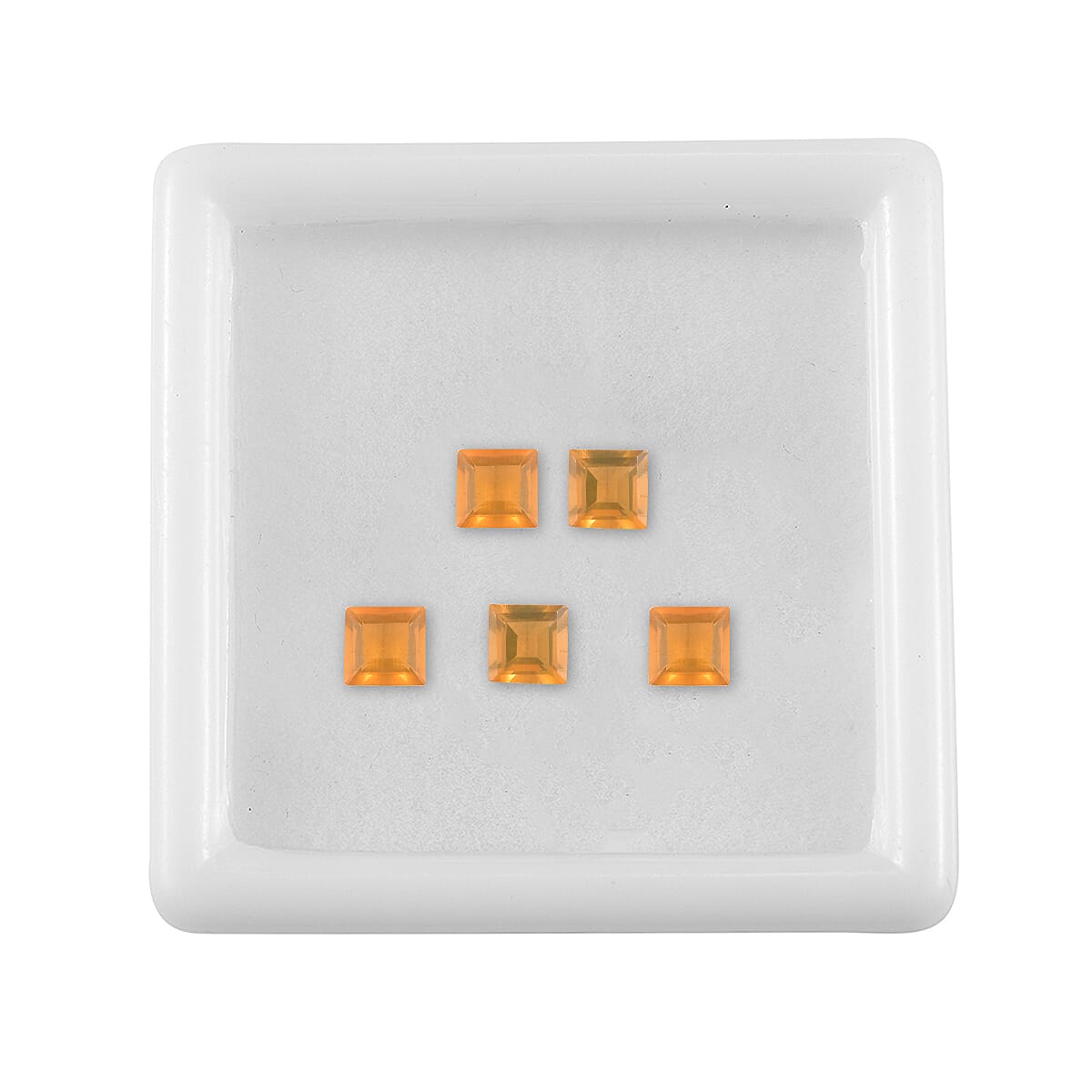 Fire Opal Set of 5 (Sqr 4 mm) 0.97 ctw