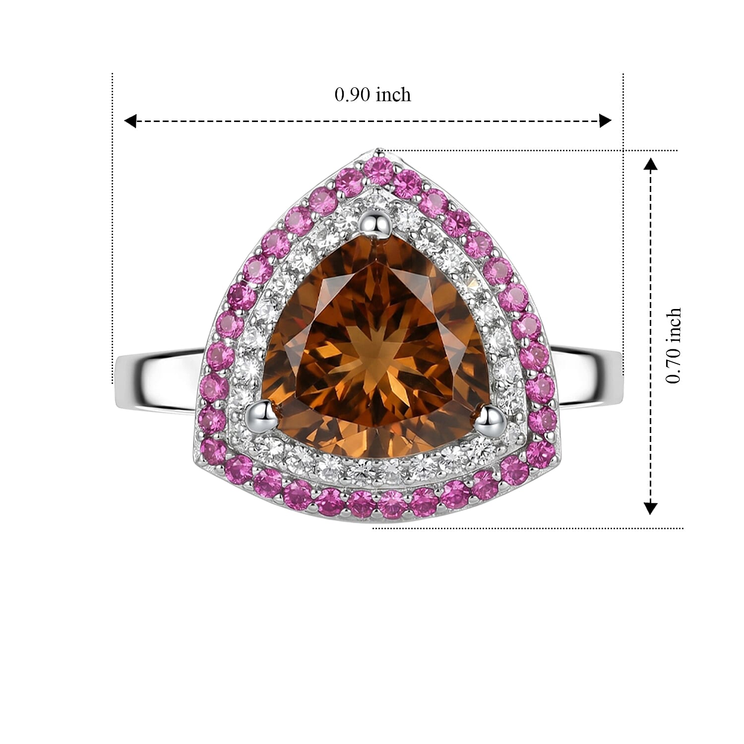 EverTrue Autumn Alexite and Multi Gemstone 4.50 ctw Crown of Firelight Ring in Platinum Bond (Size 5.0)