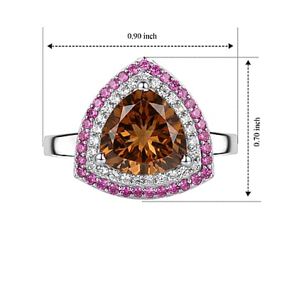 EverTrue Autumn Alexite and Multi Gemstone 4.50 ctw Crown of Firelight Ring in Platinum Bond (Size 5.0)