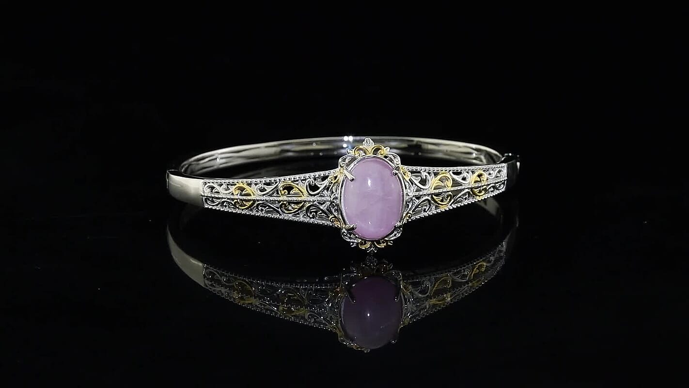 EverTrue Kunzite Full Bangle in 18K YG Plated and Platinum Bond 12.40 ctw