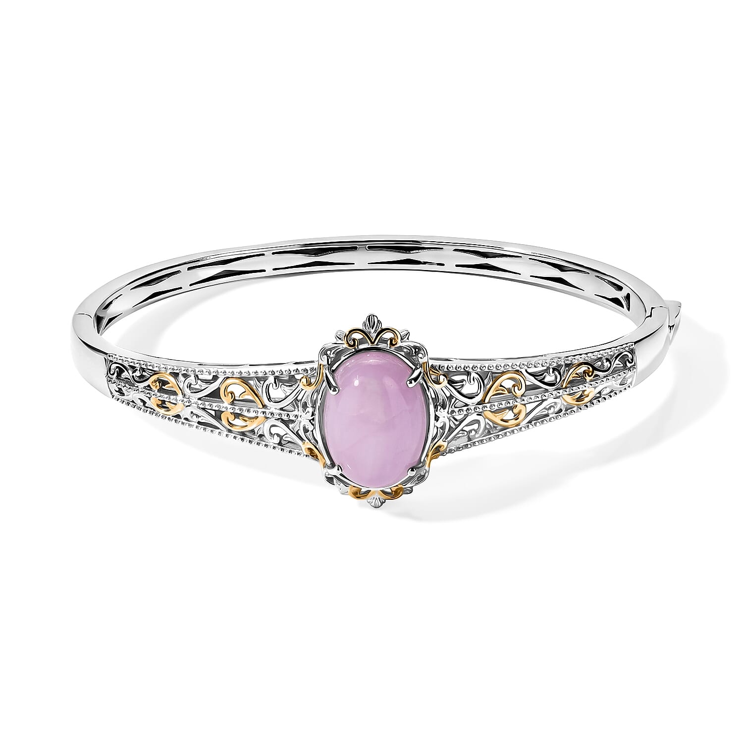 EverTrue Kunzite Full Bangle Pure Yellow Brass 12.45 ctw