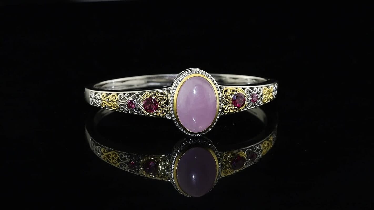 EverTrue Kunzite Full Bangle Pure Yellow Brass 12.45 ctw