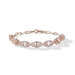 D'Joy Premium Pink Morganite and Moissanite 6.60 ctw Blush Sparkle Bracelet in 18K Vermeil RG Over Sterling Silver (8.00 In)