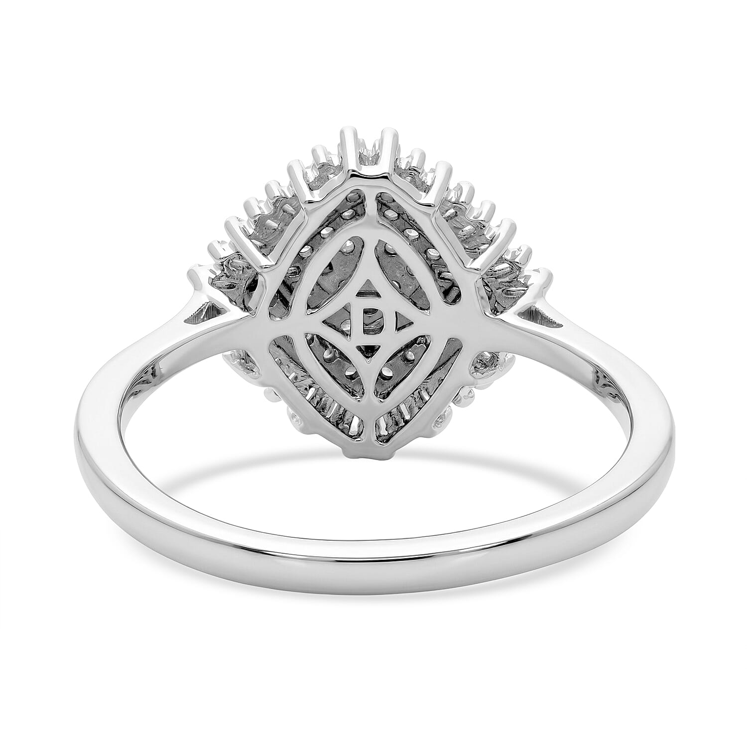 D'Joy Diamond 0.50 ctw Deco Meridian Ring in Rhodium Over Sterling Silver (Size 6.0)