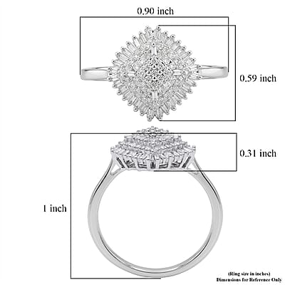 D'Joy Diamond 0.50 ctw Deco Meridian Ring in Rhodium Over Sterling Silver (Size 6.0)