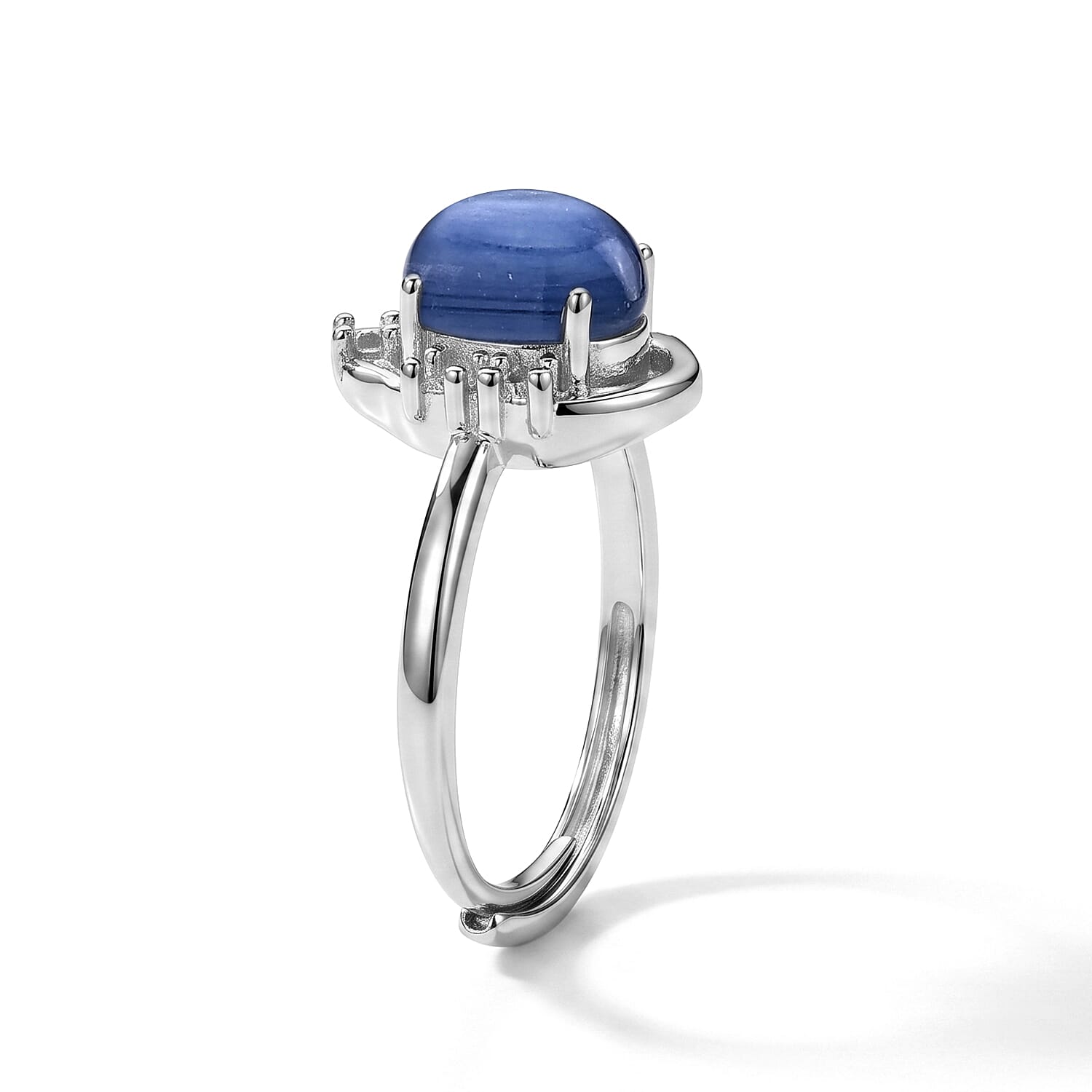 Kashmir Kyanite and Simulated Diamond 3.00 ctw Ring in Silvertone (Adjustable)