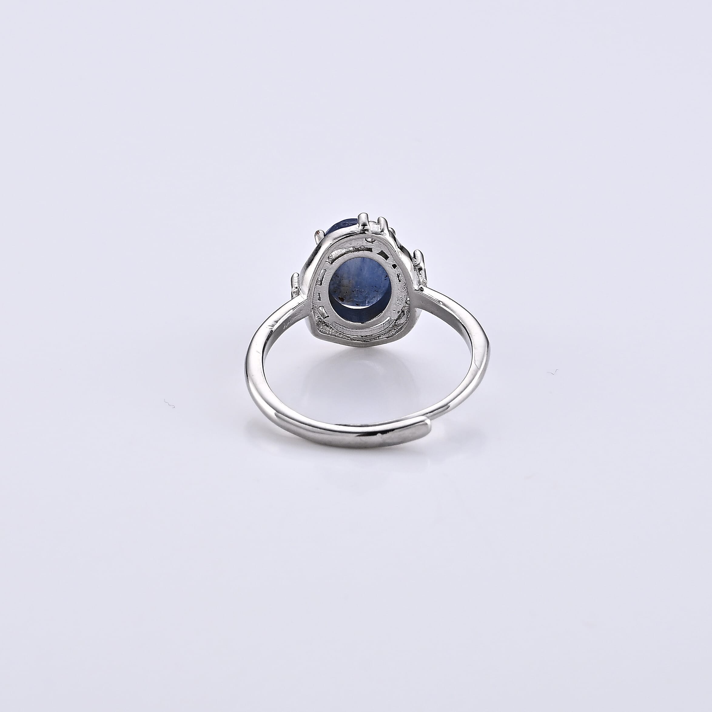 Kashmir Kyanite and Simulated Diamond 3.00 ctw Ring in Silvertone (Adjustable)