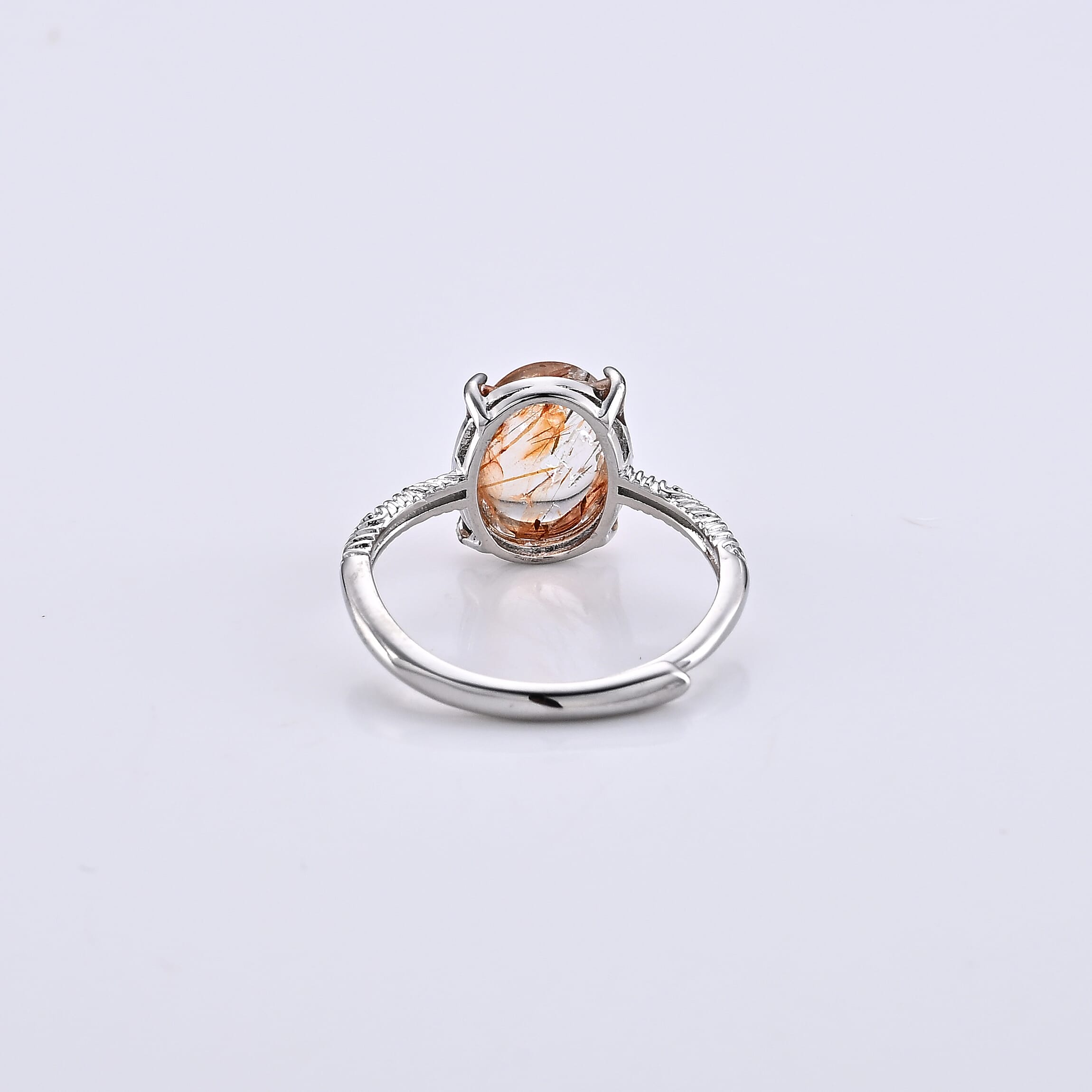 Super Blackgold Quartz and Simulated Diamond 3.00 ctw Ring in Silvertone (Adjustable)