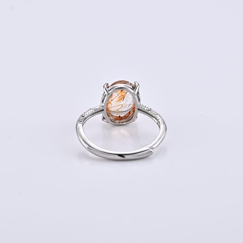 Super Blackgold Quartz and Simulated Diamond 3.00 ctw Ring in Silvertone (Adjustable)