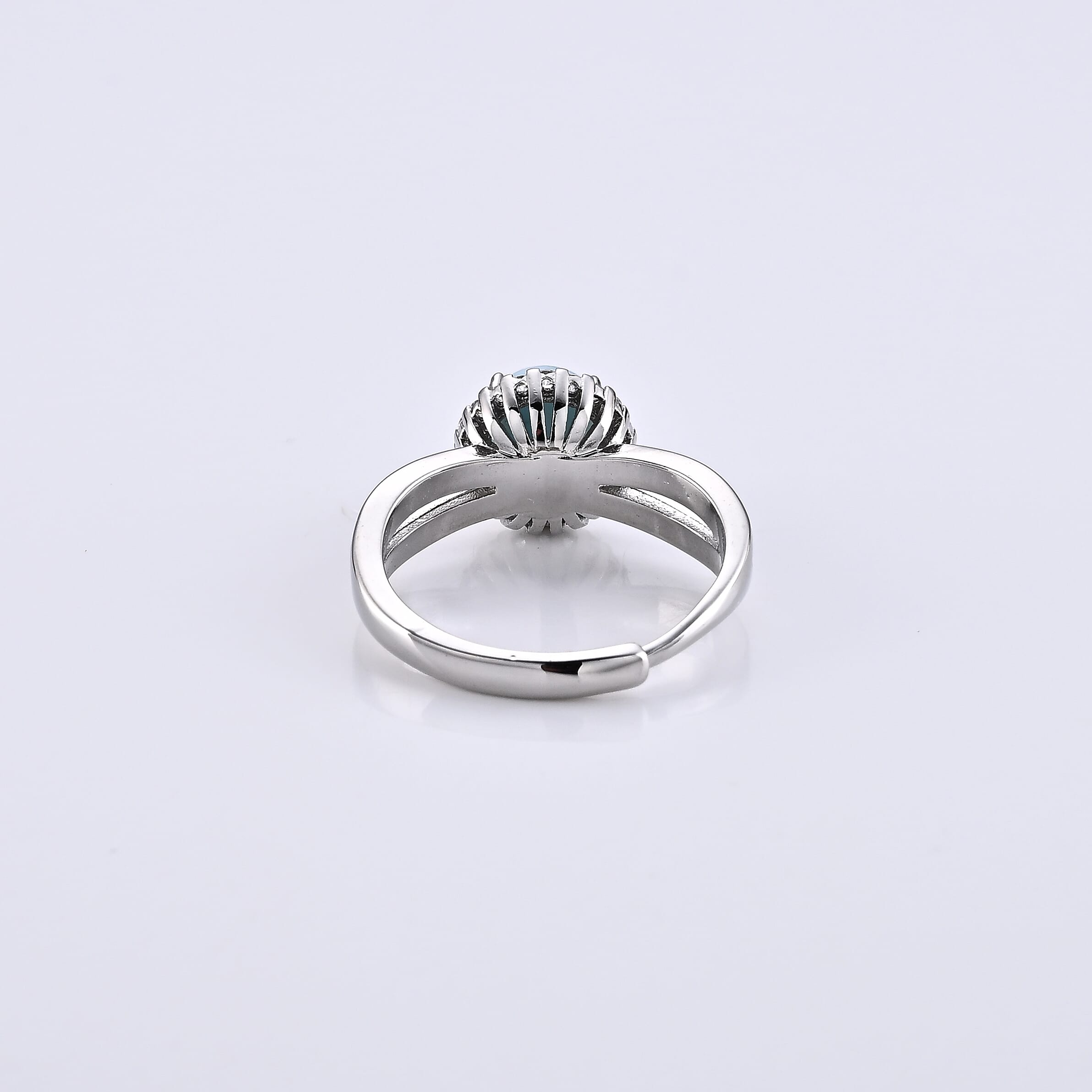 Larimar and Simulated Diamond 4.00 ctw Ring in Silvertone (Adjustable)