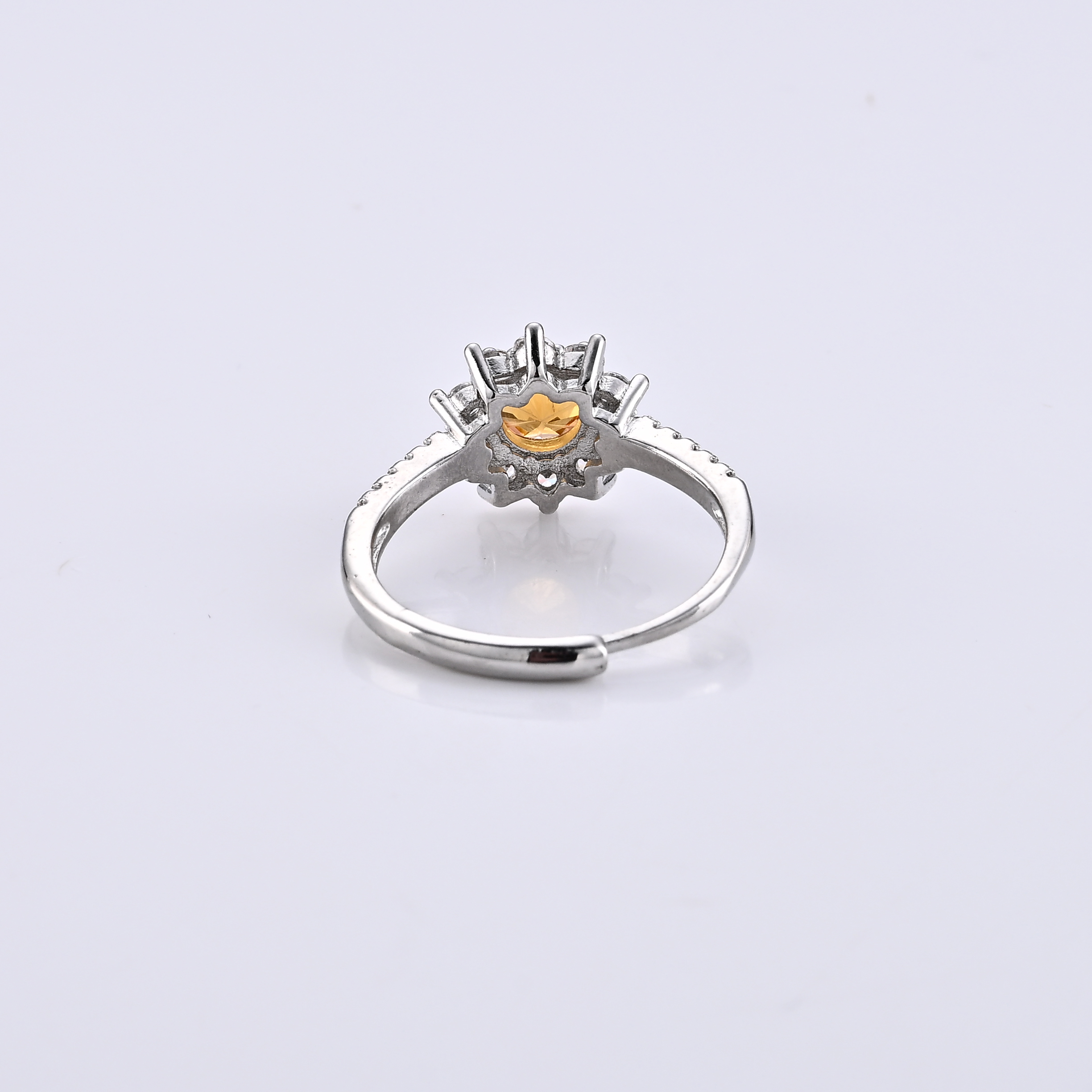 Brazilian Citrine and Simulated Diamond 2.00 ctw Ring in Silvertone (Adjustable)