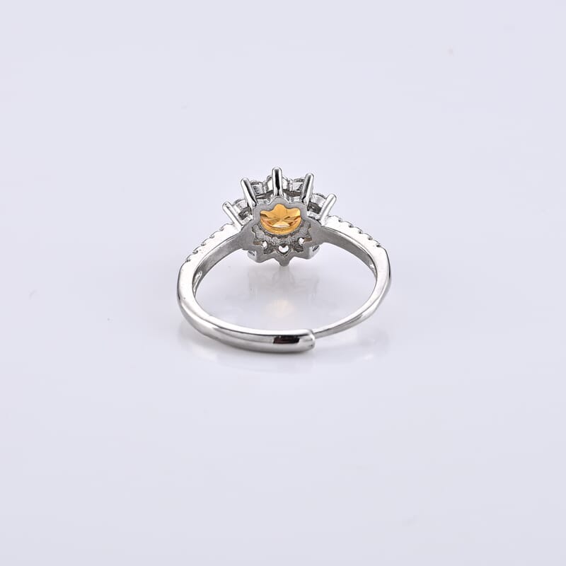 Brazilian Citrine and Simulated Diamond 2.00 ctw Ring in Silvertone (Adjustable)