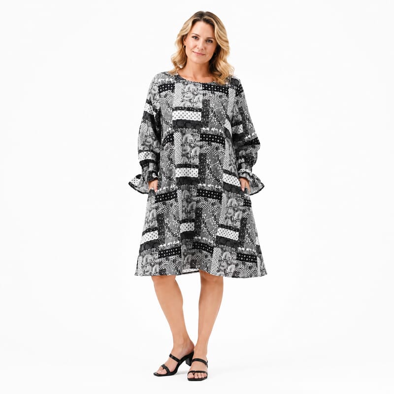 La Marey Black Bandana Poly Moss Printed Tunic - S/M