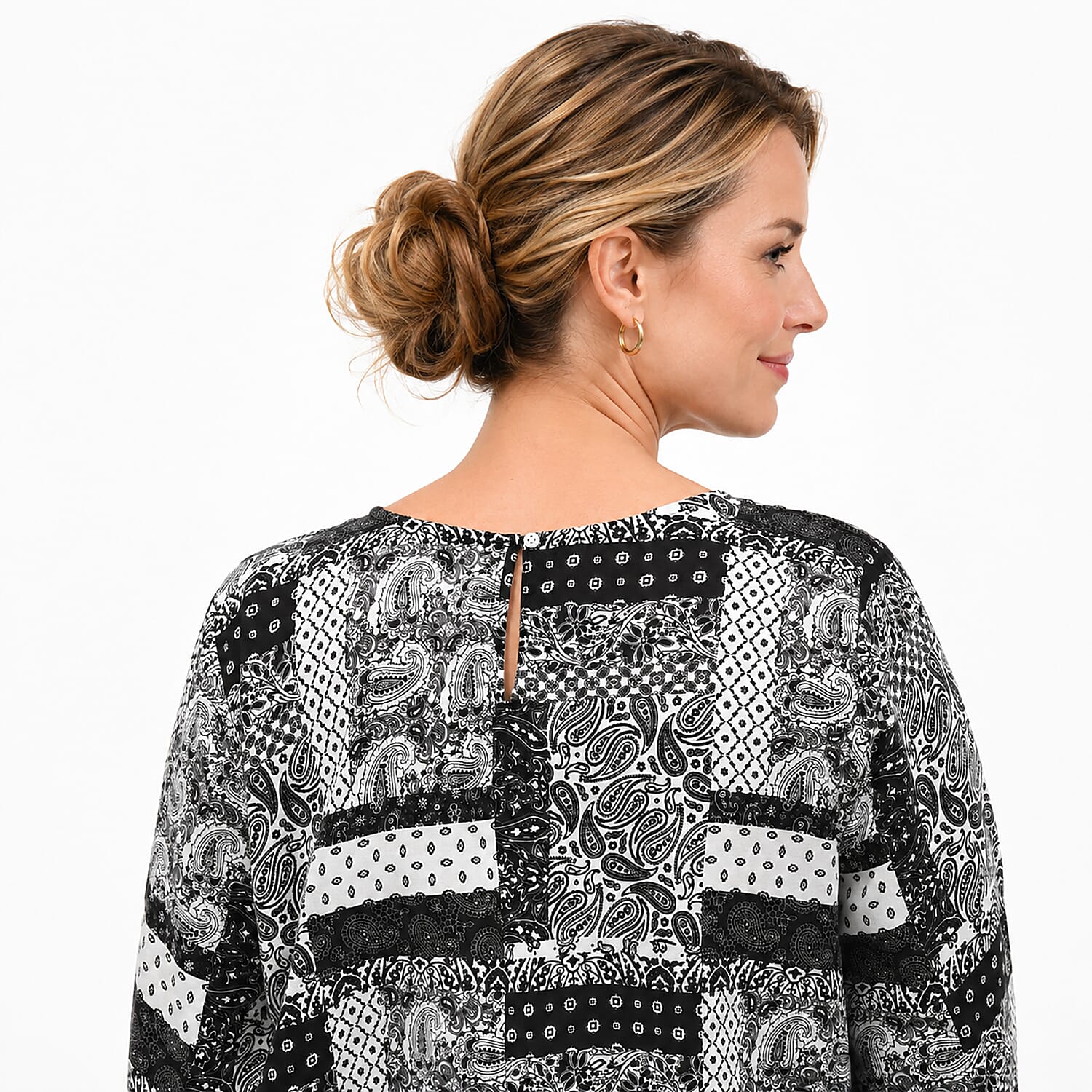 La Marey Black Bandana Poly Moss Printed Tunic - S/M