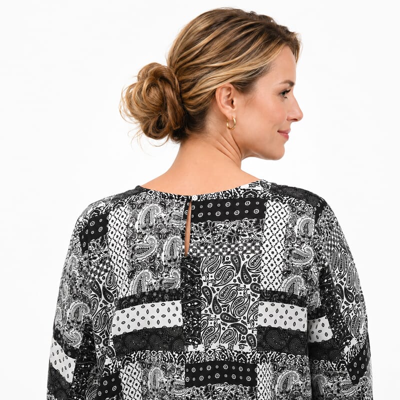 La Marey Black Bandana Poly Moss Printed Tunic - S/M