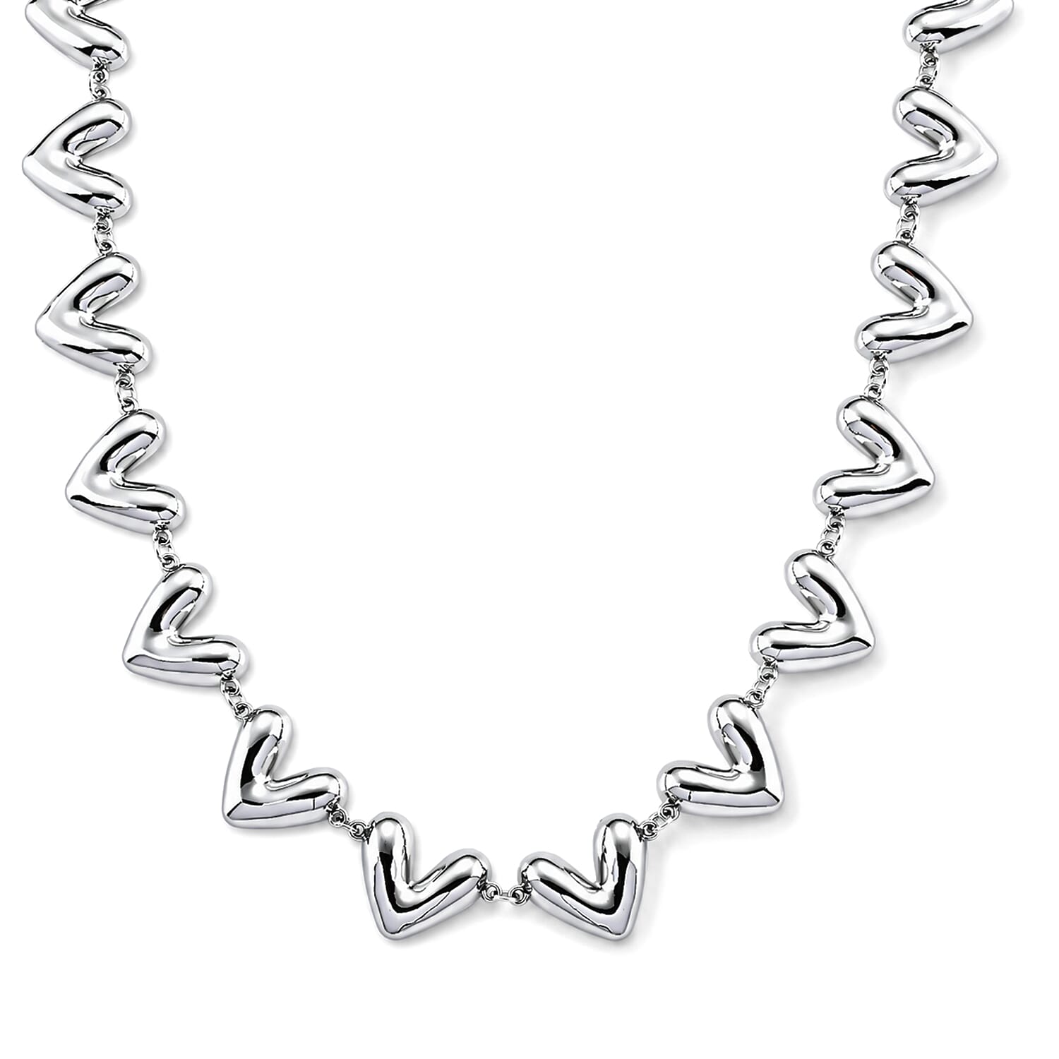 Chunky V-Link Chain Necklace in Silvertone 20-22 Inches