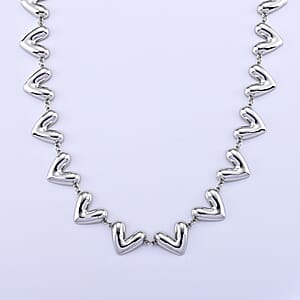 Chunky V-Link Chain Necklace in Silvertone 20-22 Inches