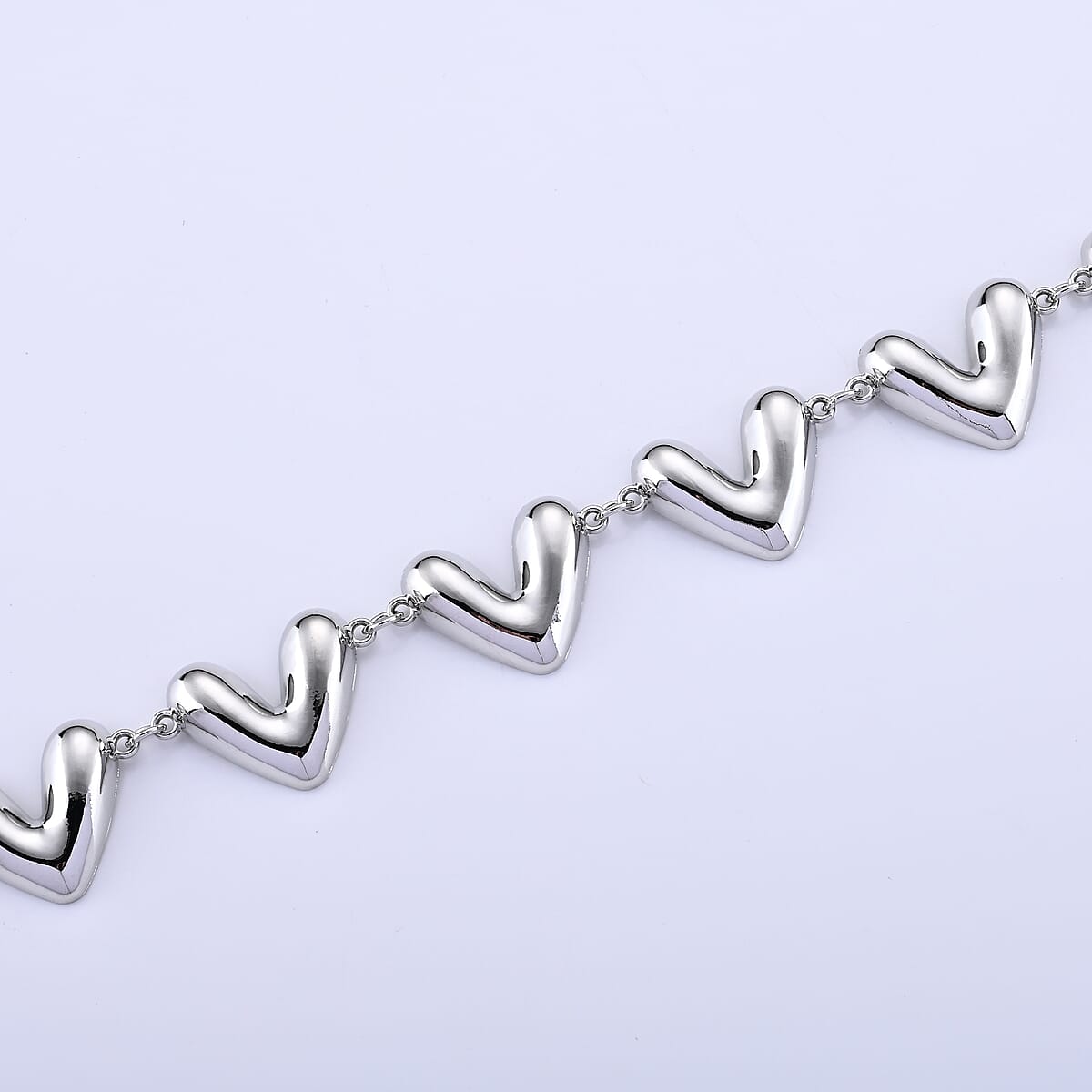 Chunky V-Link Chain Necklace in Silvertone 20-22 Inches image number 2