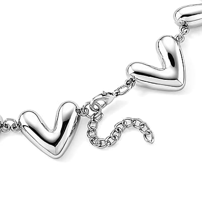 Chunky V-Link Chain Necklace in Silvertone 20-22 Inches