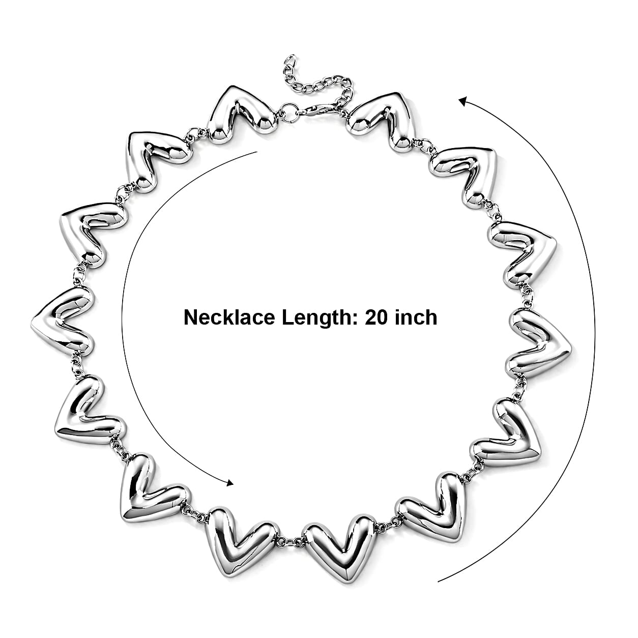 Chunky V-Link Chain Necklace in Silvertone 20-22 Inches