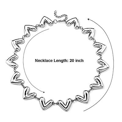Chunky V-Link Chain Necklace in Silvertone 20-22 Inches