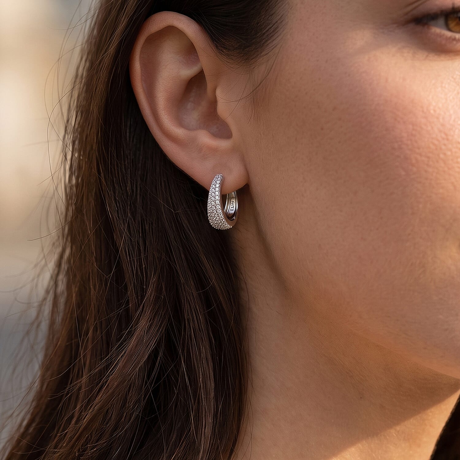 Simulated Diamond Earrings in Platinum Bond
