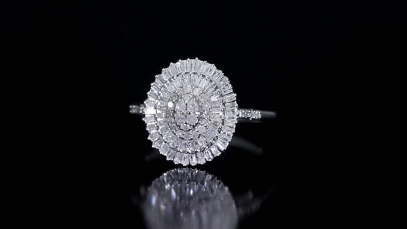 D'Joy Diamond Ring in Rhodium Over Sterling Silver (Size 10) 0.50 ctw