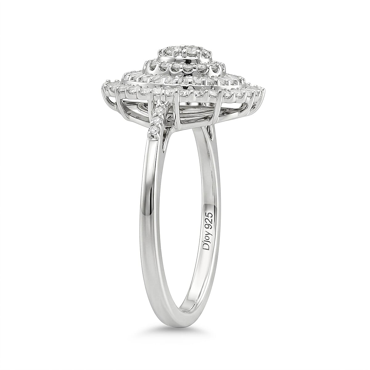 D'Joy Diamond 0.50 ctw Ballerina Celestial Crown Ring in Rhodium Over Sterling Silver (Size 6.0)