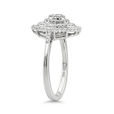 D'Joy Diamond 0.50 ctw Ballerina Celestial Crown Ring in Rhodium Over Sterling Silver (Size 6.0)
