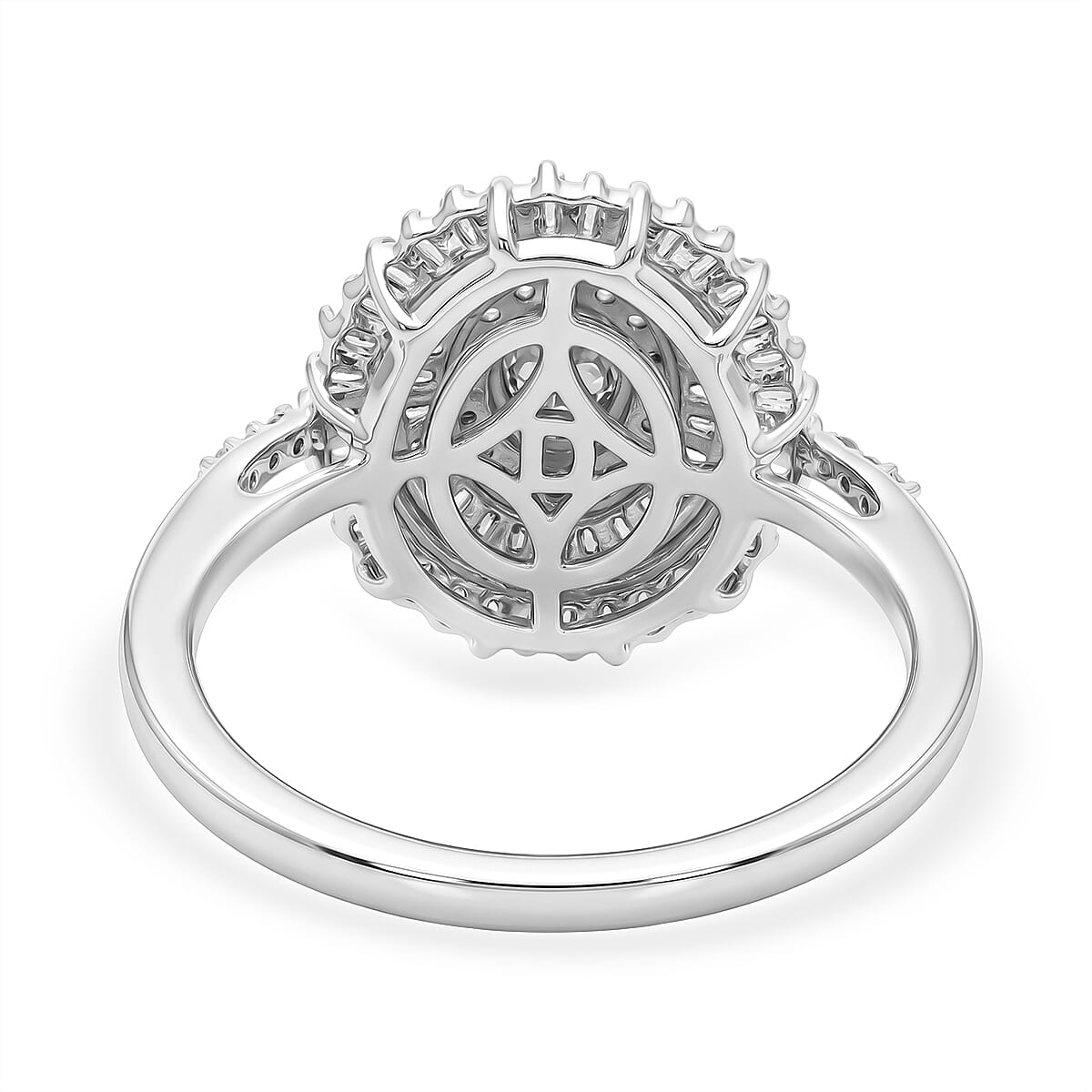 D'Joy Diamond 0.50 ctw Ballerina Celestial Crown Ring in Rhodium Over Sterling Silver (Size 6.0)