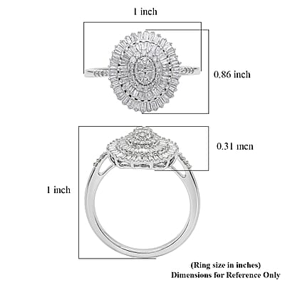 D'Joy Diamond 0.50 ctw Ballerina Celestial Crown Ring in Rhodium Over Sterling Silver (Size 6.0)