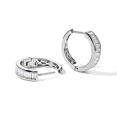 EverTrue Moissanite 2.20 ctw Hoop Earrings in Platinum Bond