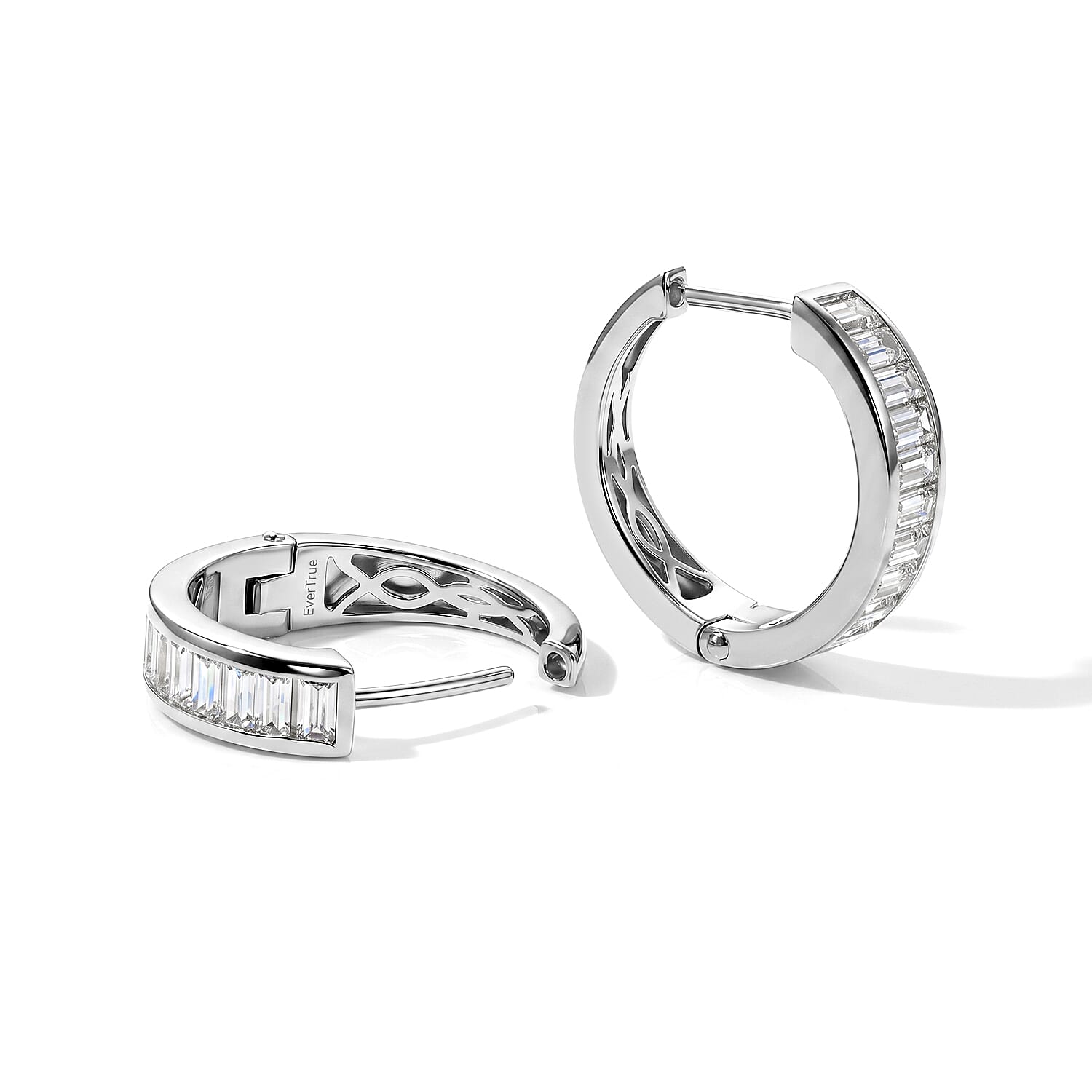 EverTrue Moissanite 2.20 ctw Hoop Earrings in Platinum Bond