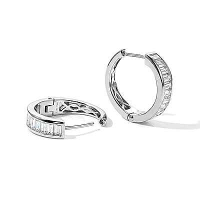EverTrue Moissanite 2.20 ctw Hoop Earrings in Platinum Bond