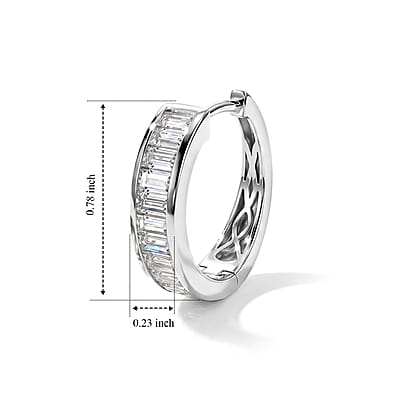 EverTrue Moissanite 2.20 ctw Hoop Earrings in Platinum Bond