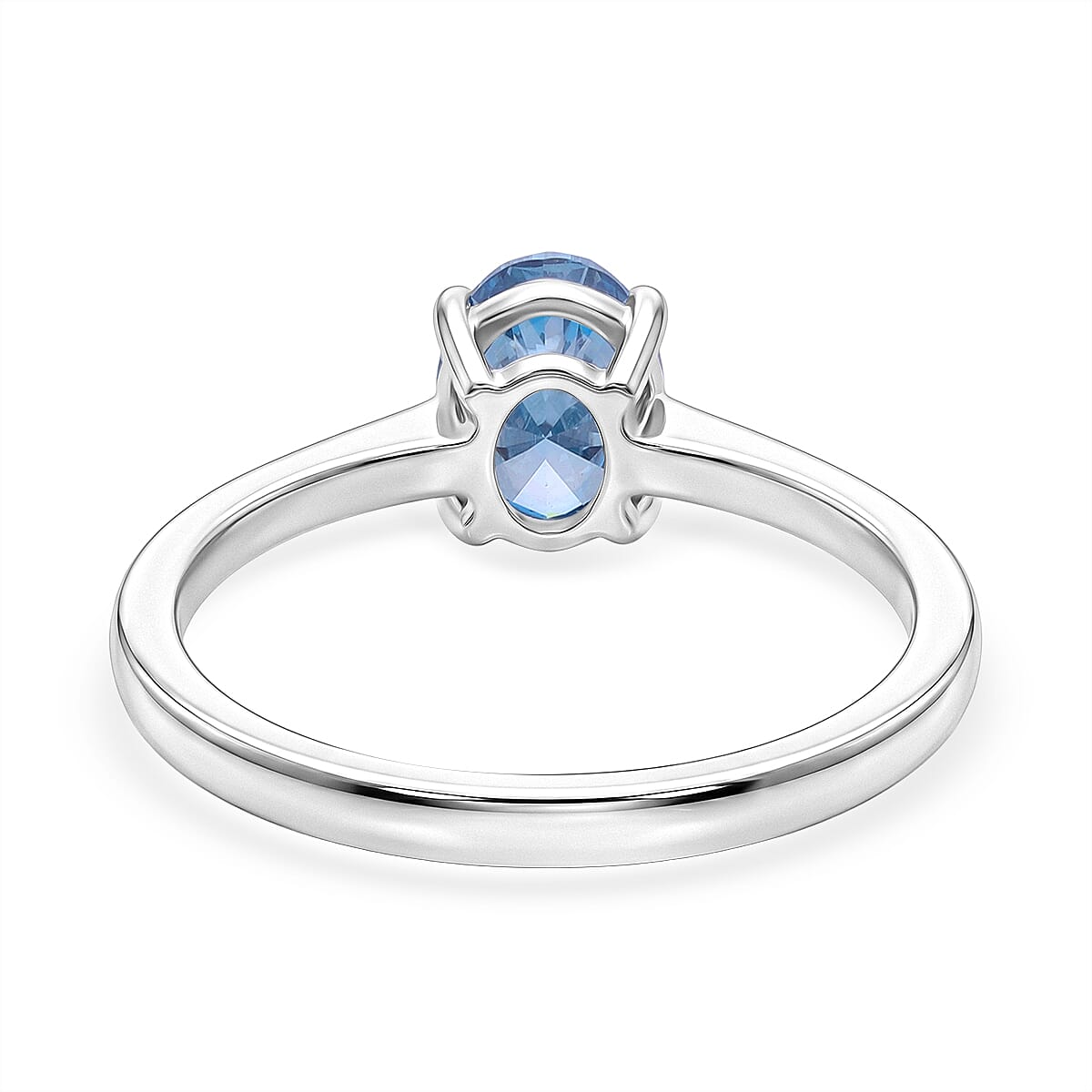 Luxuriant Lab Grown Blue Diamond (IR) SI 1.00 ctw Solitaire Ring in Rhodium Over Sterling Silver (Size 9.0)