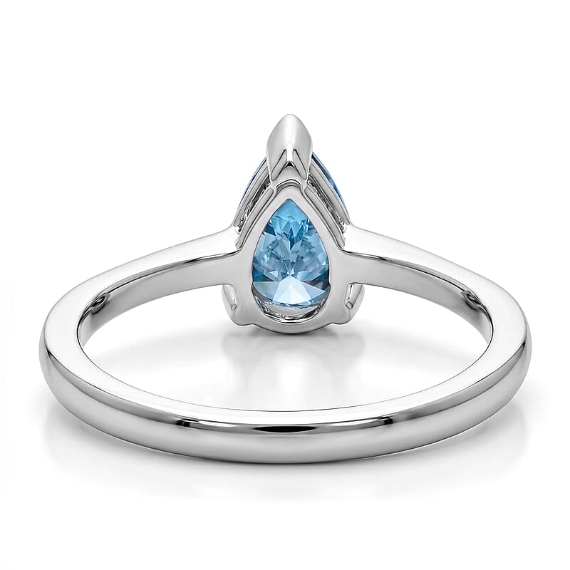 Luxuriant Lab Grown Blue Diamond (IR) SI 1.00 ctw Solitaire Ring in Rhodium Over Sterling Silver (Size 6.0)