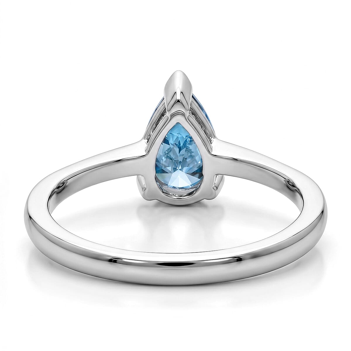 Luxuriant Lab Grown Blue Diamond (IR) SI 1.00 ctw Solitaire Ring in Rhodium Over Sterling Silver (Size 7.0) image number 4