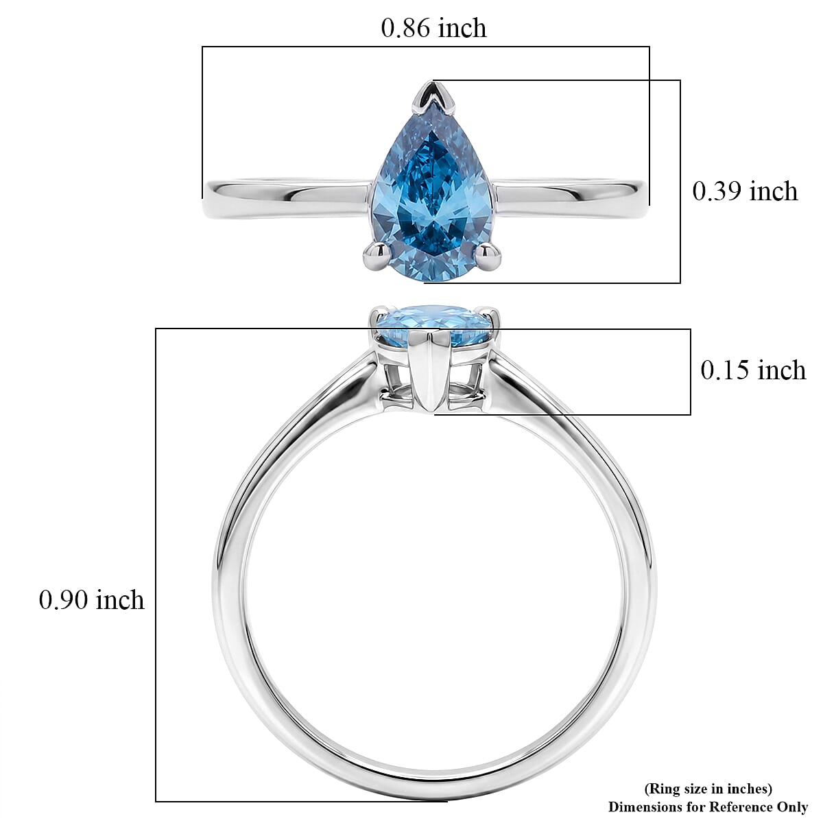 Luxuriant Lab Grown Blue Diamond (IR) SI 1.00 ctw Solitaire Ring in Rhodium Over Sterling Silver (Size 7.0) image number 5