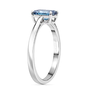 Luxuriant Lab Grown Blue Diamond (IR) SI 1.00 ctw Ring in Rhodium Over Sterling Silver (Size 8.0)