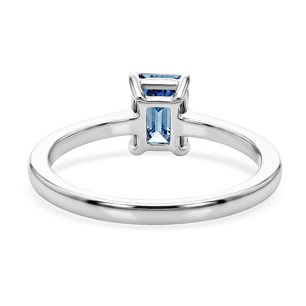 Luxuriant Lab Grown Blue Diamond (IR) SI 1.00 ctw Ring in Rhodium Over Sterling Silver (Size 8.0) image number 4