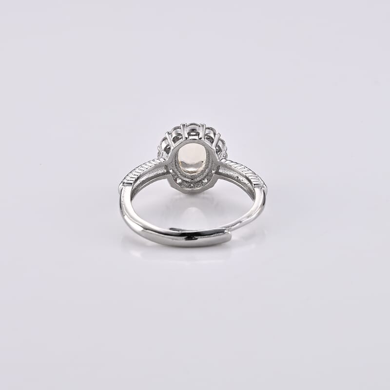 Brazilian Citrine and Simulated Diamond 4.00 ctw Ring in Silvertone (Adjustable)